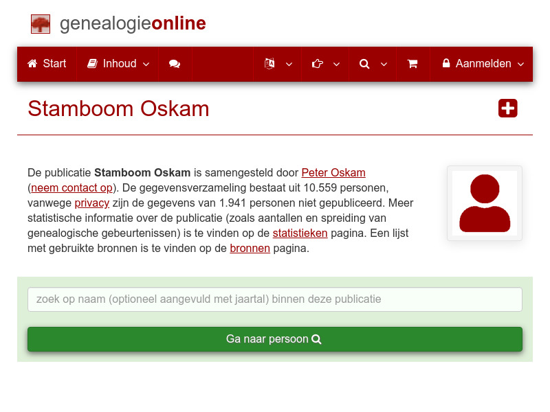 Screenshot van website