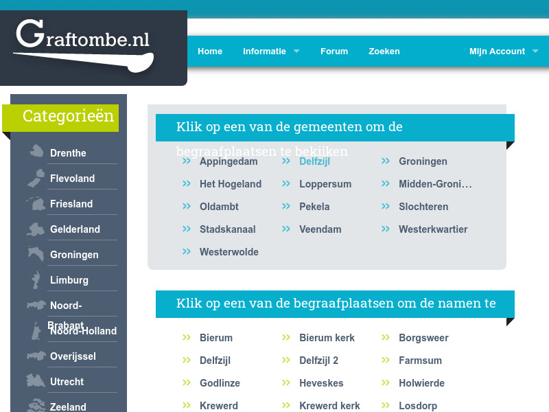Screenshot van website