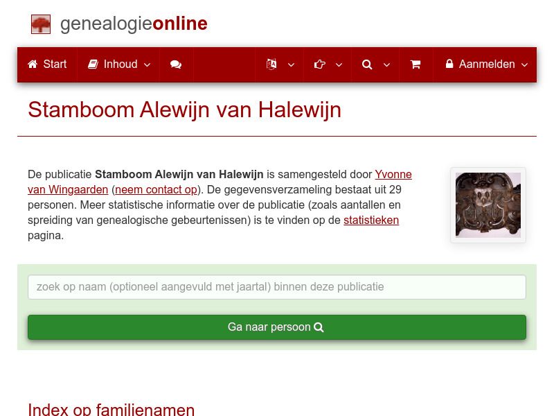 Screenshot van website
