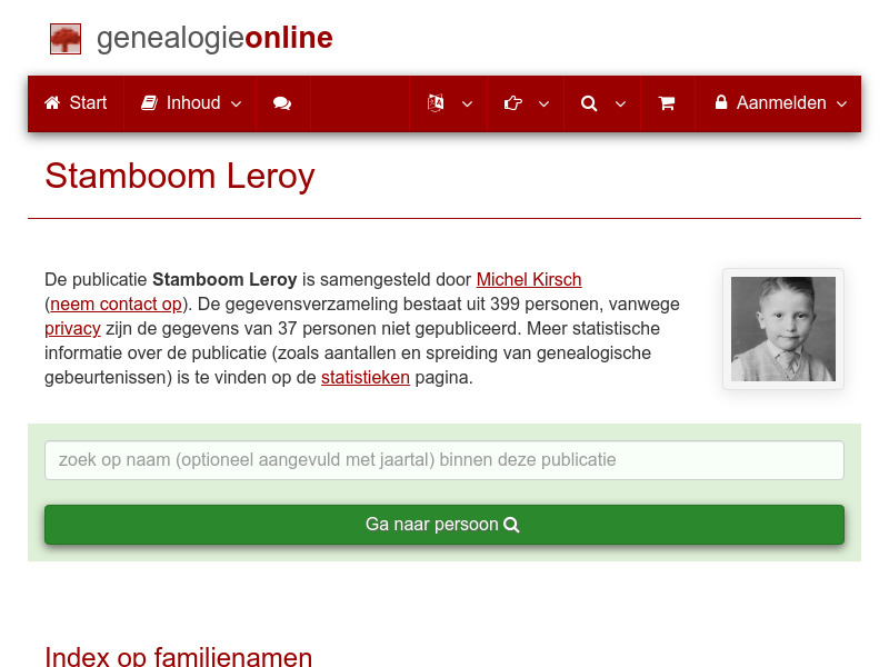 Screenshot van website