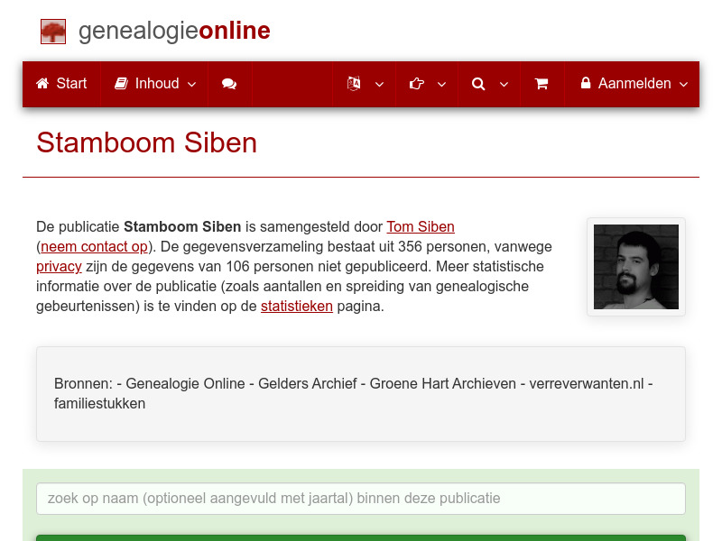 Screenshot van website