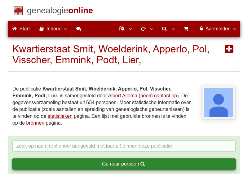 Screenshot van website