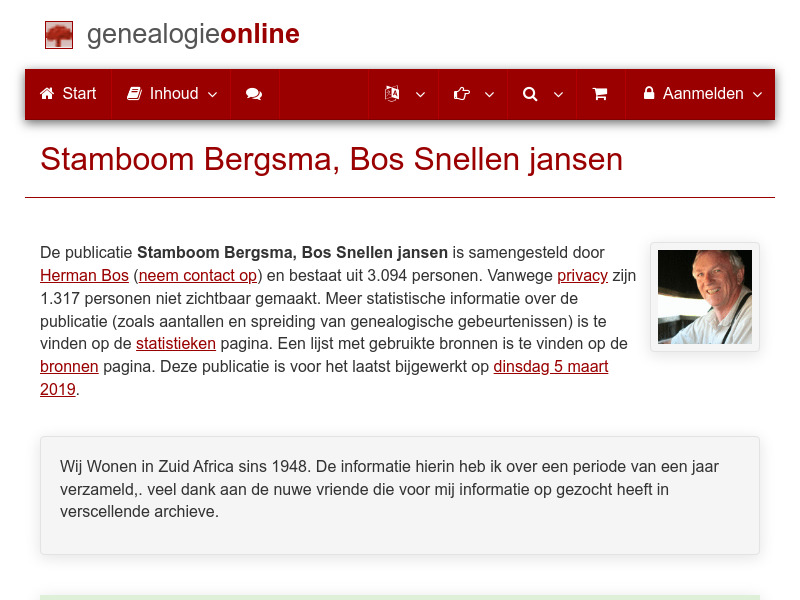 Screenshot van website