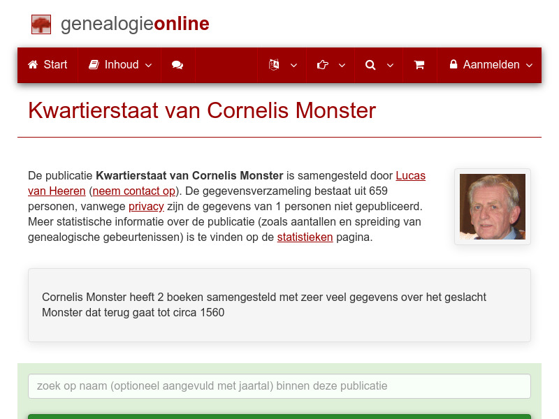 Screenshot van website