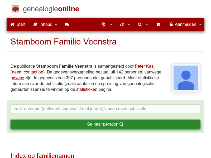 Screenshot van website
