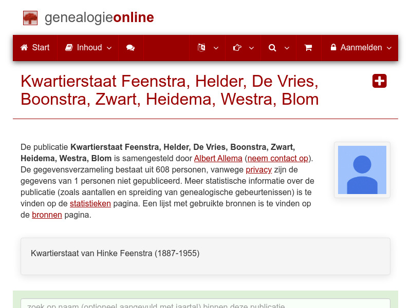 Screenshot van website