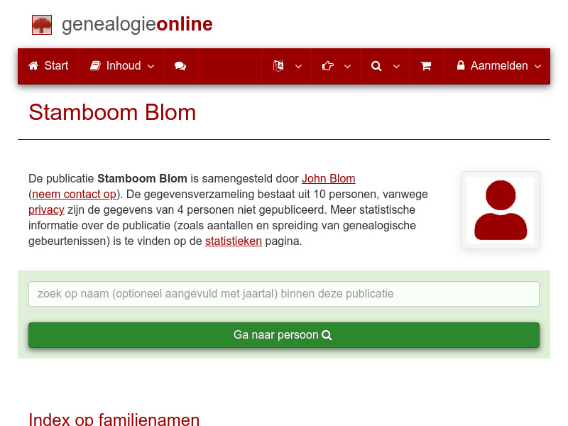 Screenshot van website
