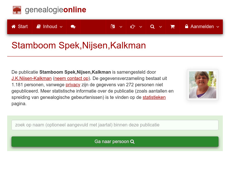 Screenshot van website
