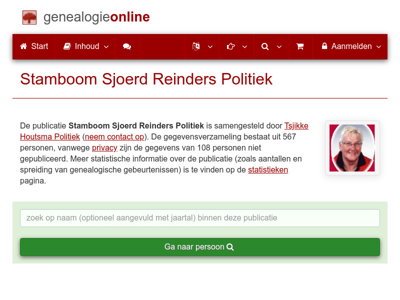 Screenshot van website