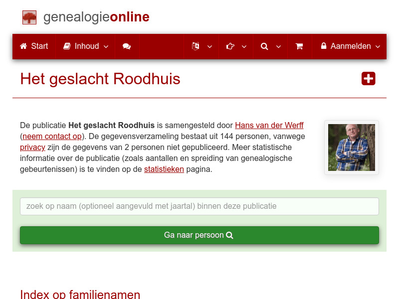 Screenshot van website