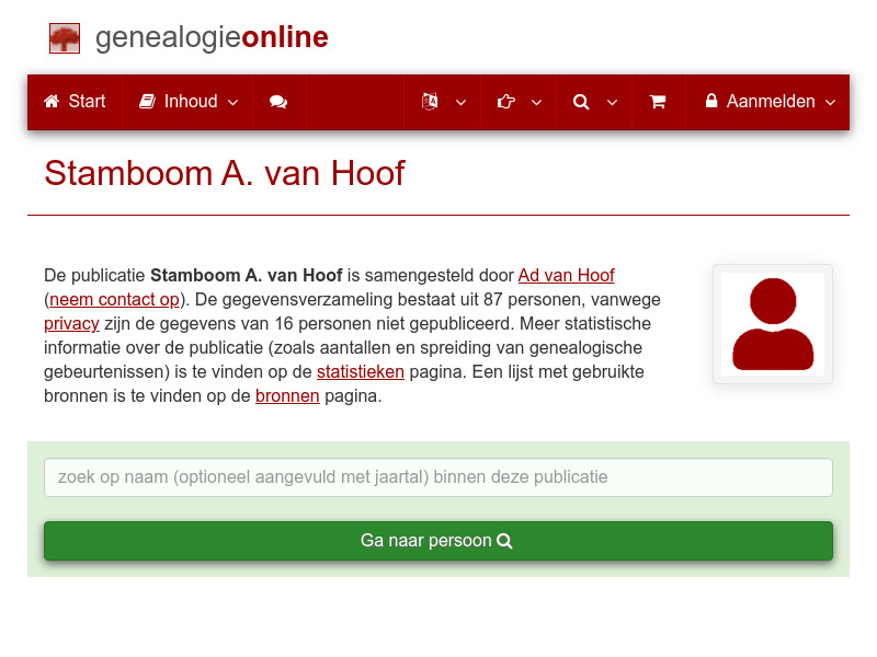 Screenshot van website