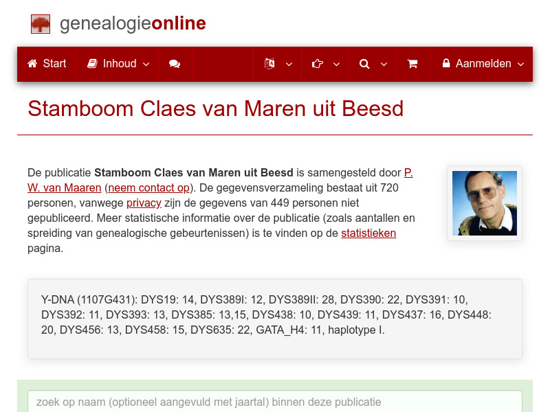 Screenshot van website