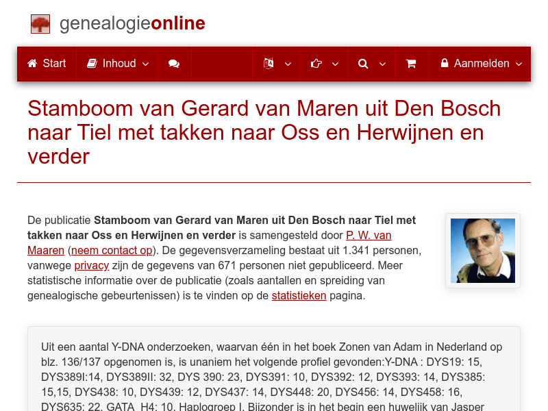 Screenshot van website