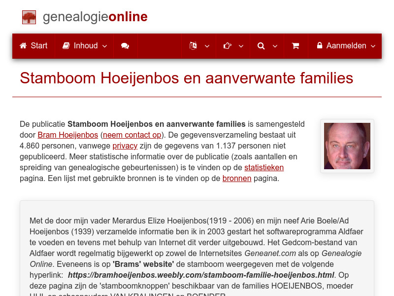 Screenshot van website