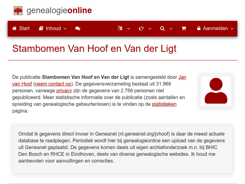 Screenshot van website