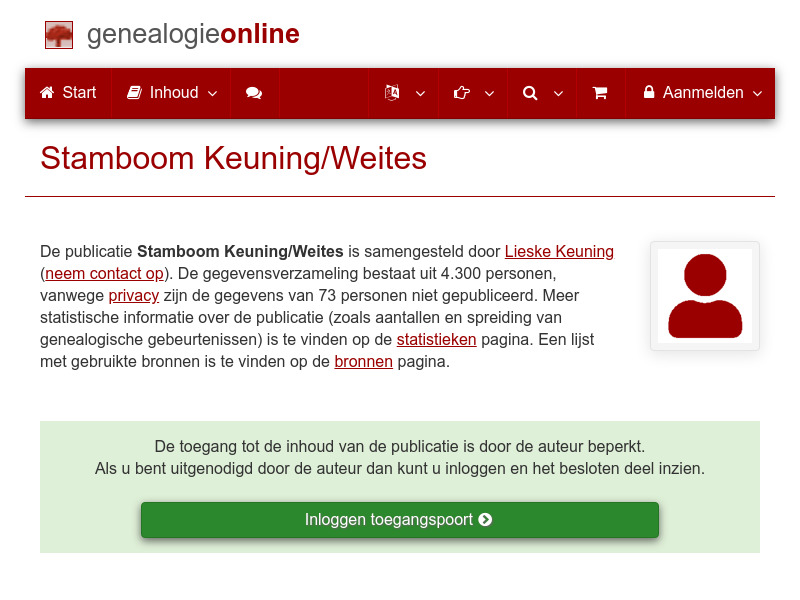 Screenshot van website