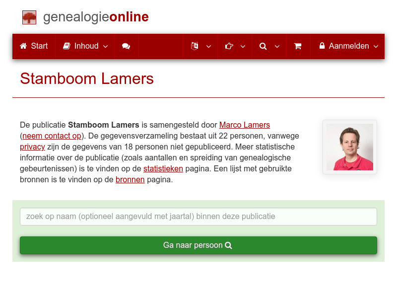 Screenshot van website