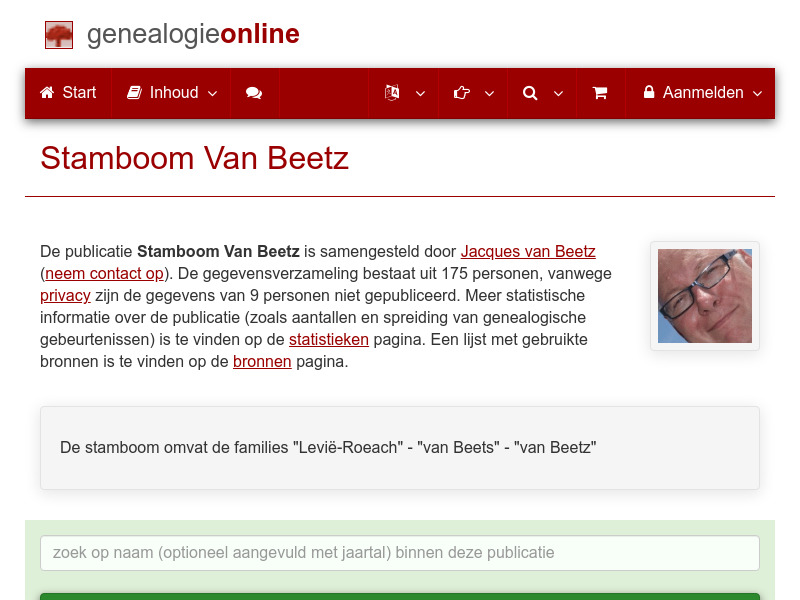 Screenshot van website