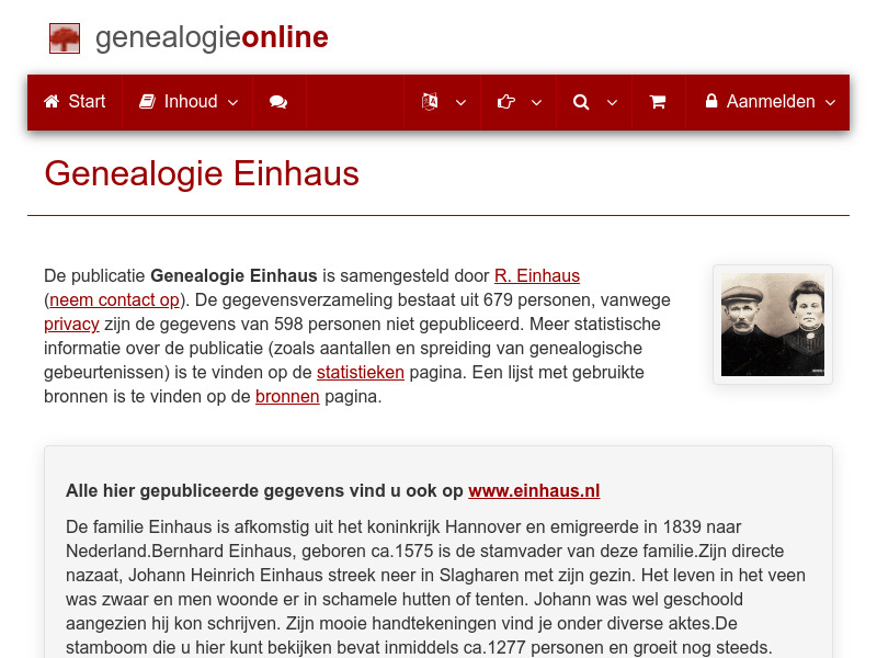 Screenshot van website