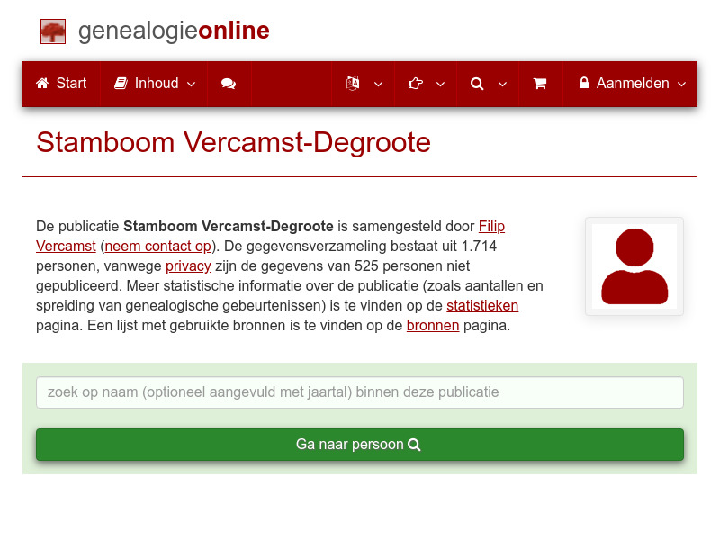 Screenshot van website