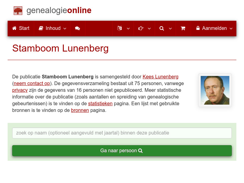 Screenshot van website