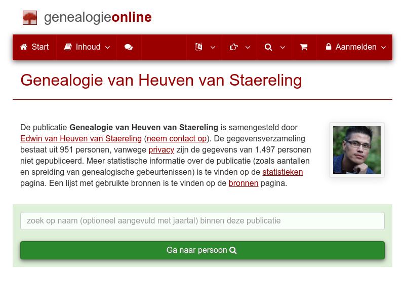 Screenshot van website