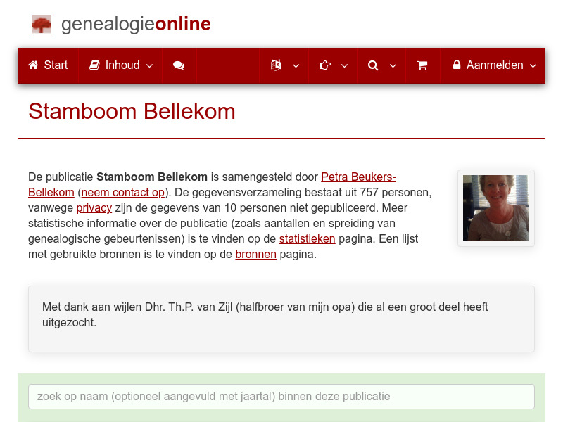 Screenshot van website