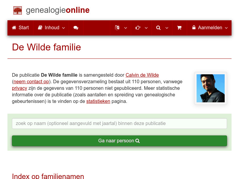 Screenshot van website