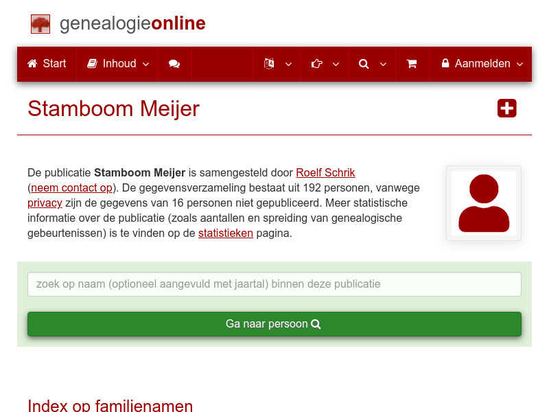 Screenshot van website