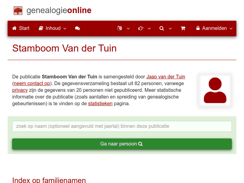 Screenshot van website