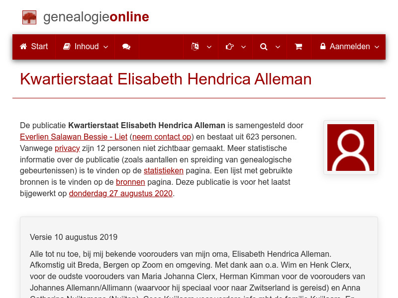 Screenshot van website