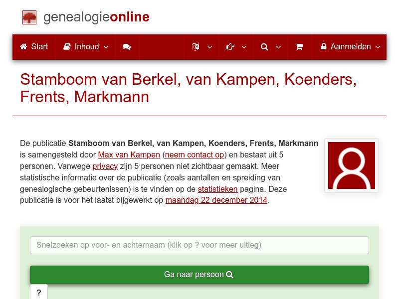Screenshot van website