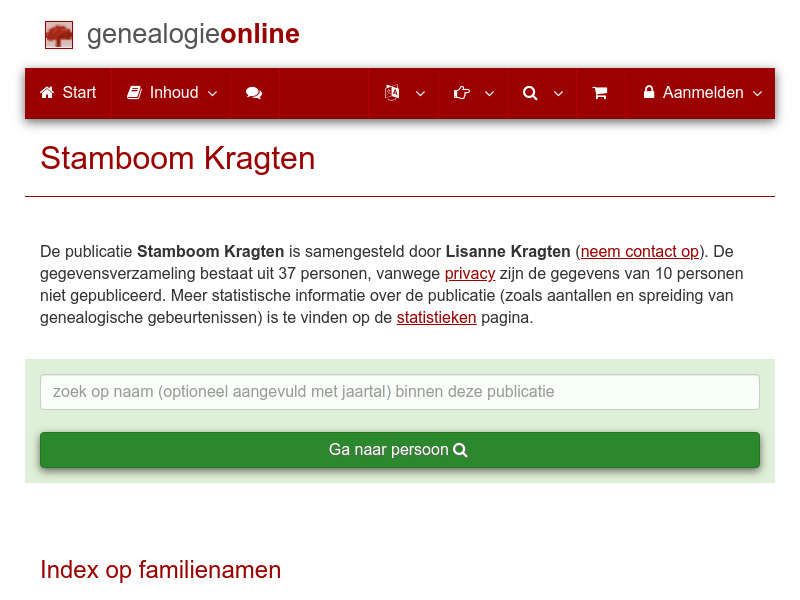 Screenshot van website