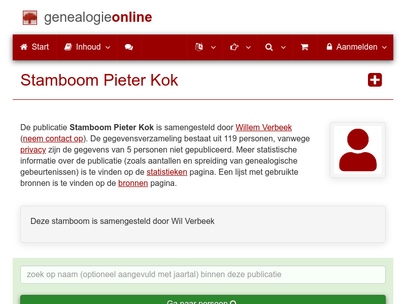Screenshot van website