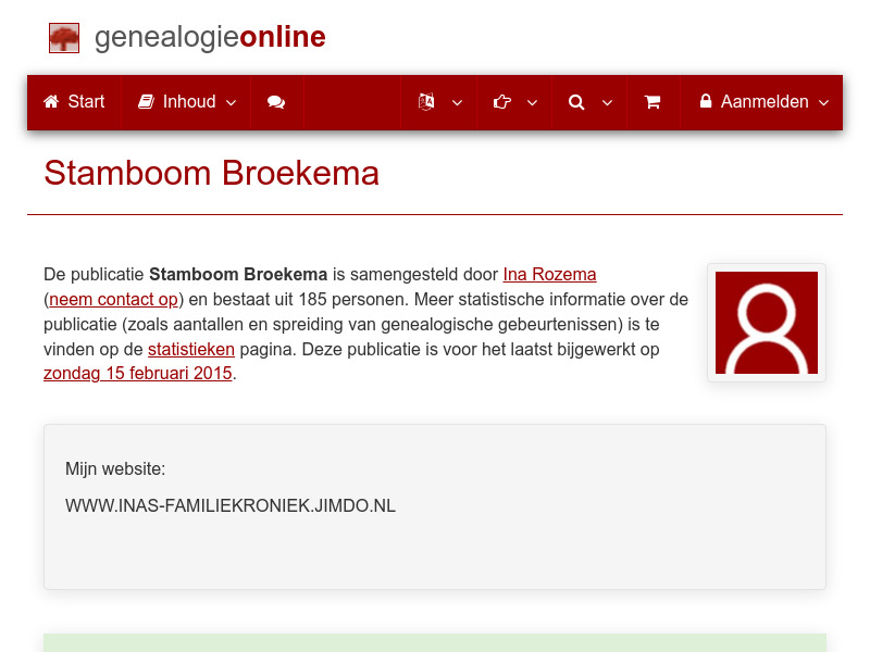 Screenshot van website
