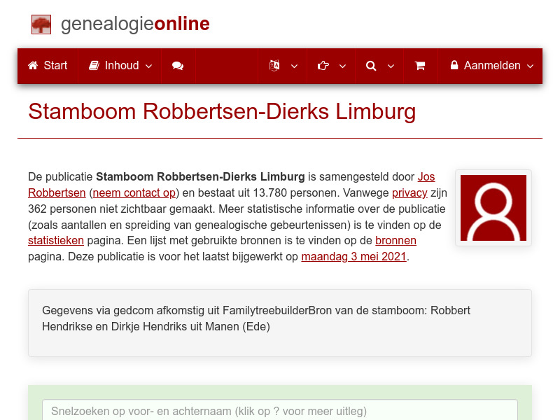Screenshot van website