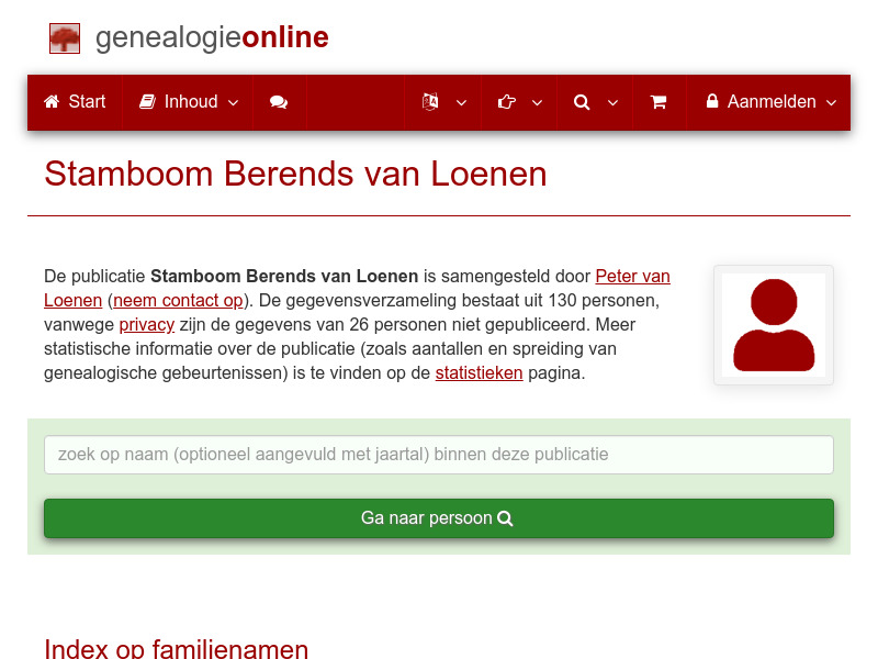 Screenshot van website