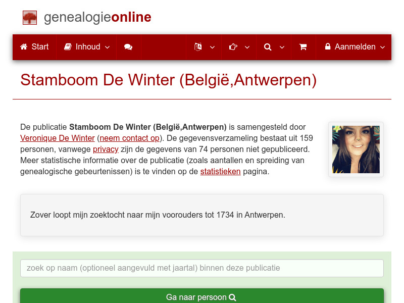 Screenshot van website