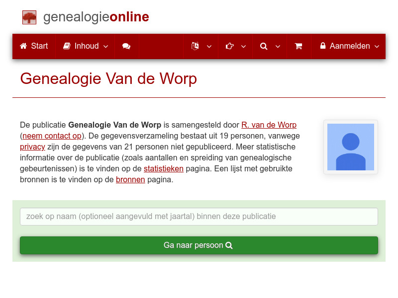 Screenshot van website