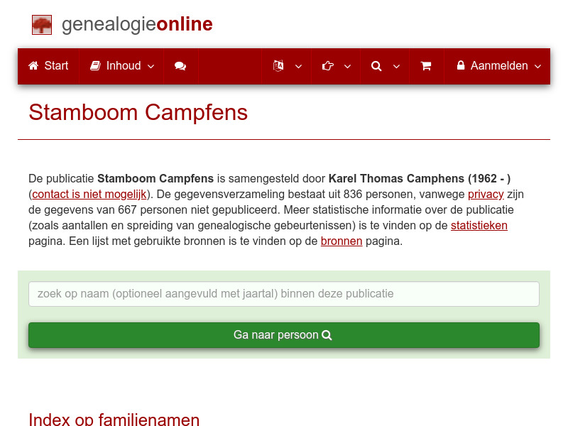 Screenshot van website
