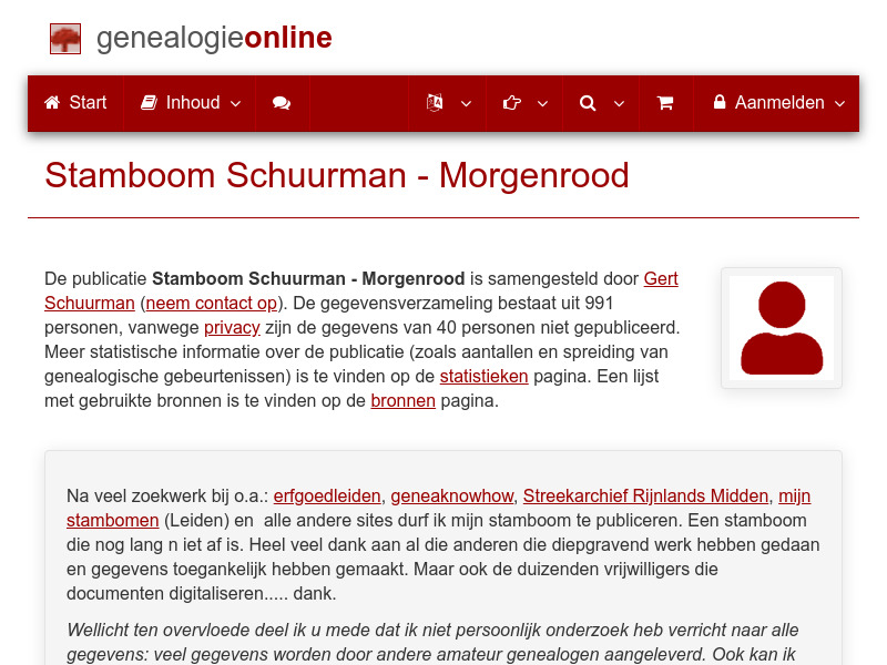 Screenshot van website