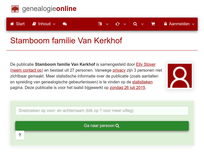 Screenshot van website