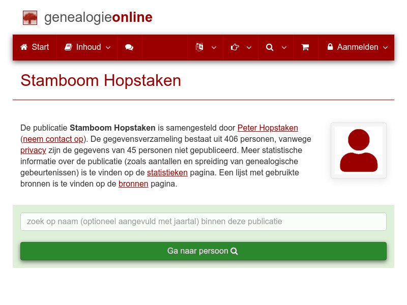 Screenshot van website