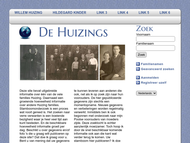 Screenshot van website
