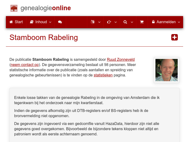 Screenshot van website