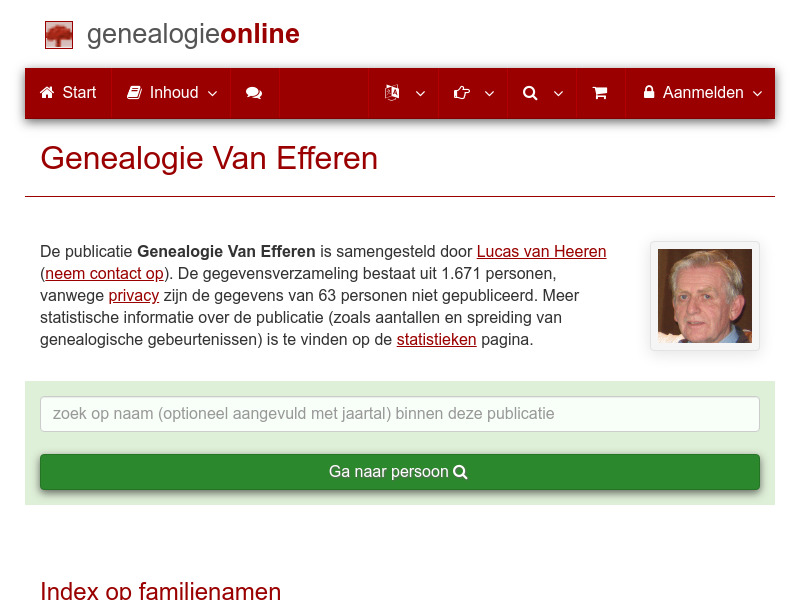 Screenshot van website