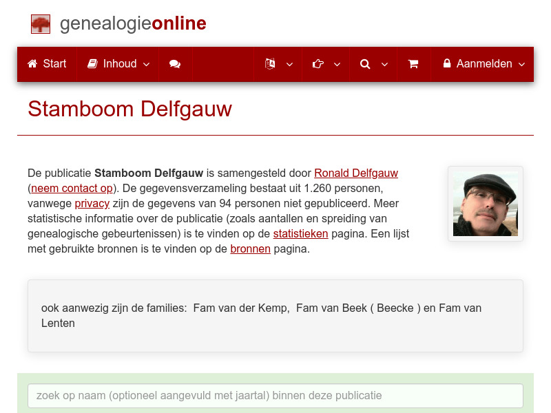 Screenshot van website