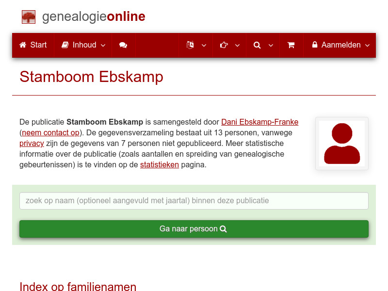 Screenshot van website