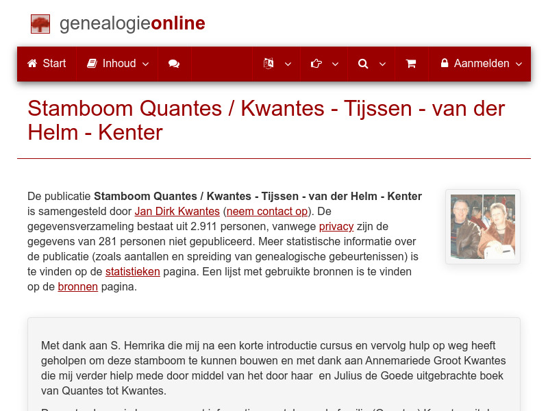 Screenshot van website