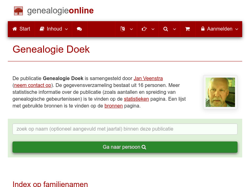 Screenshot van website